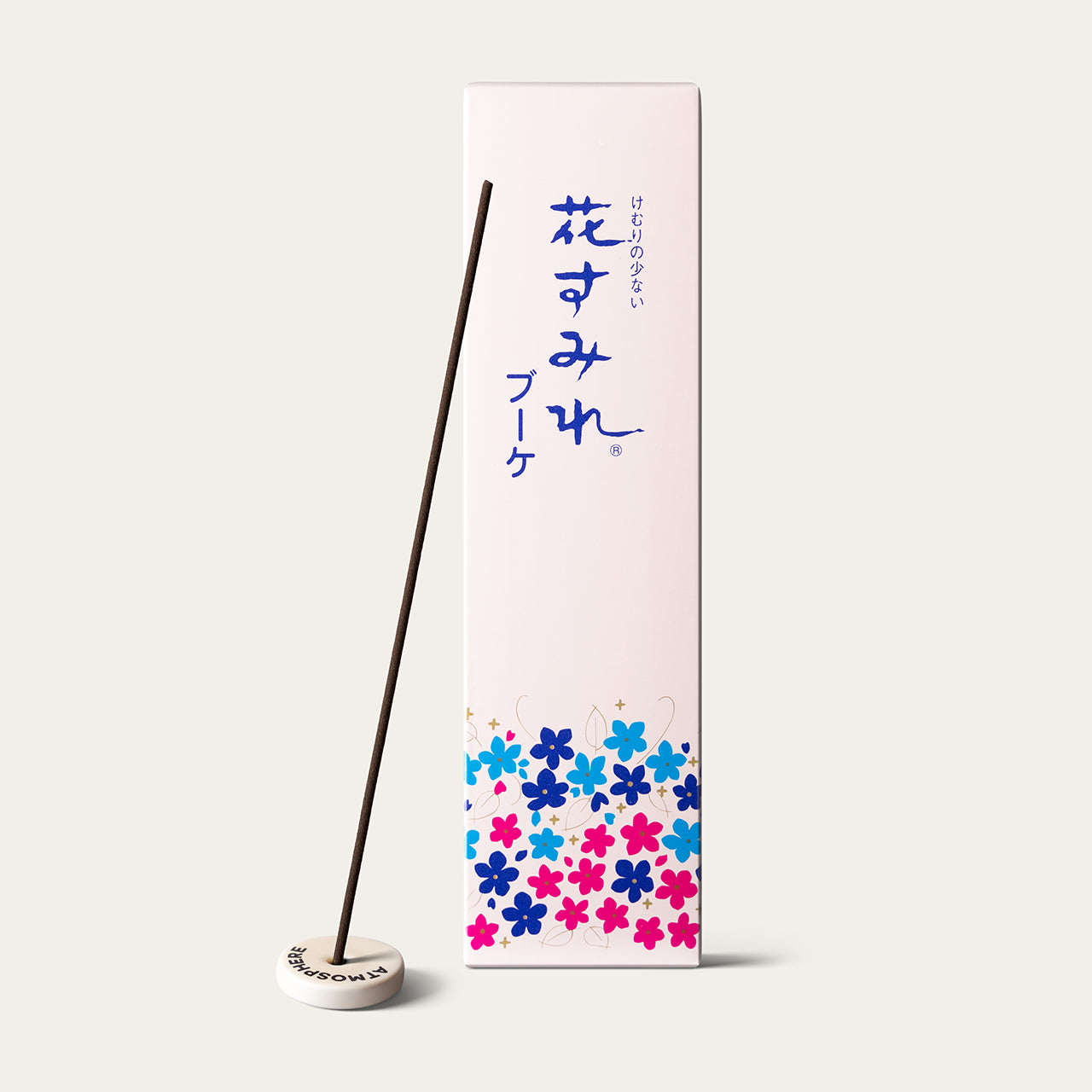 Gyokushodo Hana Sumire Bouquet Violet Low Smoke Japanese incense sticks (25 sticks) with Atmosphere ceramic incense holder