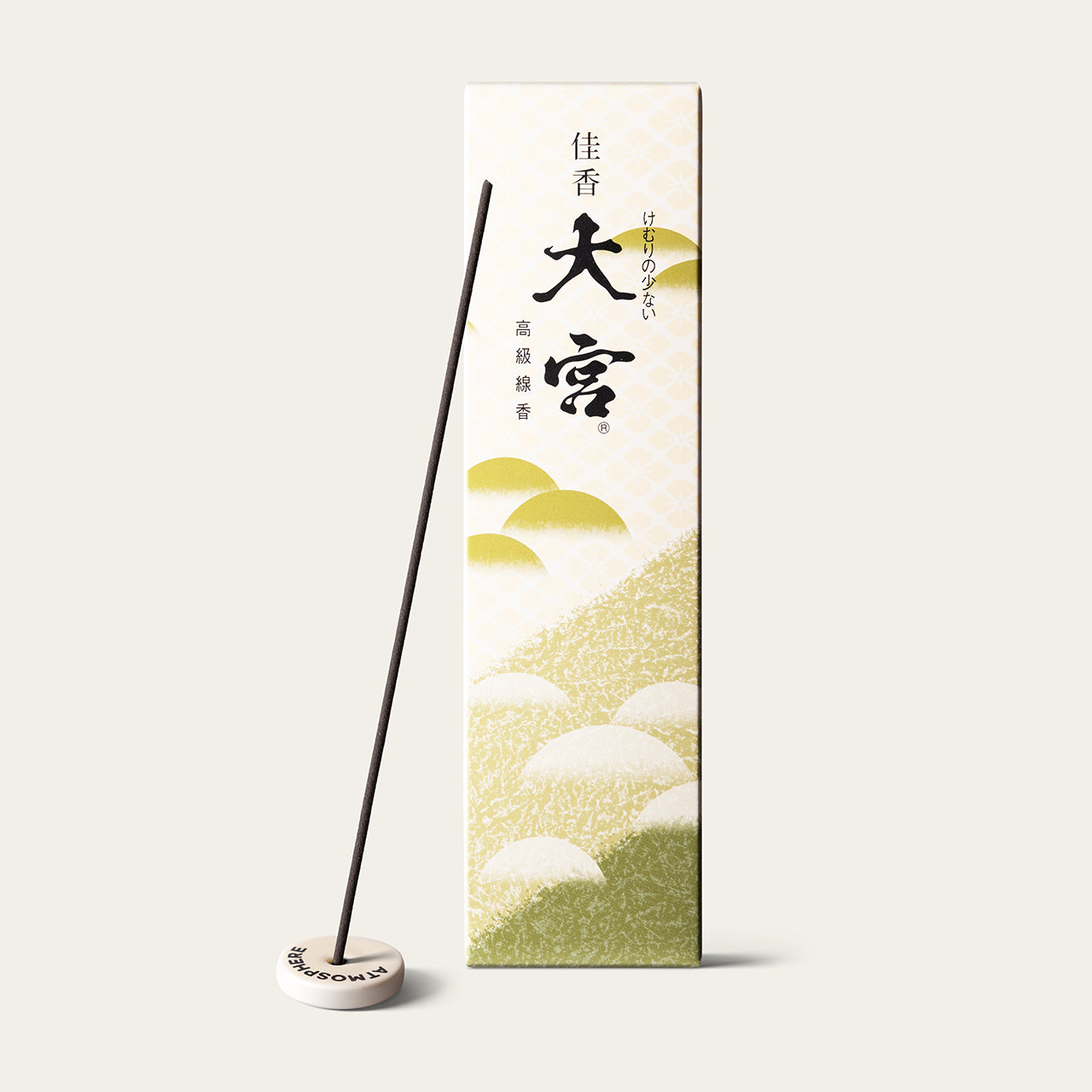 Gyokushodo Kako Omiya Grand Palace Low Smoke Japanese incense sticks (25 sticks) with Atmosphere ceramic incense holder