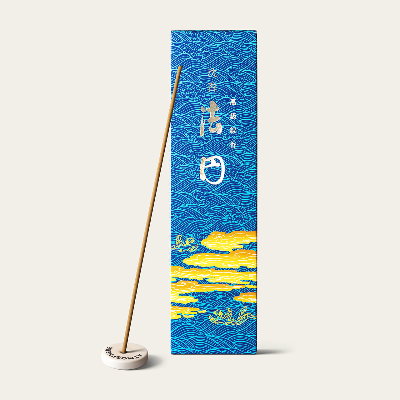 Gyokushodo Jinko Hoen Agarwood Cycle Japanese incense sticks (25 sticks) with Atmosphere ceramic incense holder