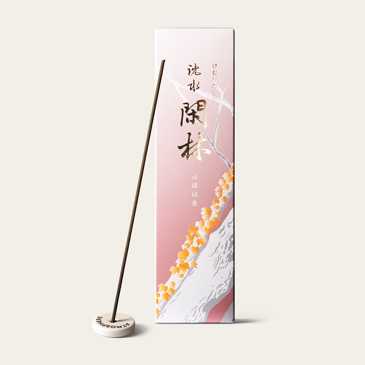 Gyokushodo Jinsui Kanrin Still Woods Japanese incense sticks (25 sticks) with Atmosphere ceramic incense holder