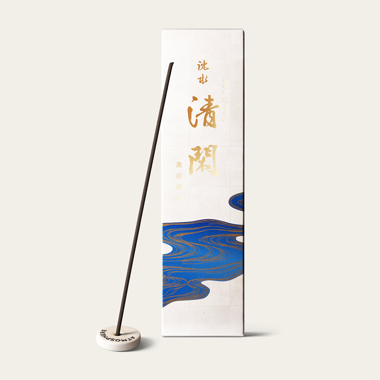Gyokushodo Jinsui Seikan Quiet Stream Japanese incense sticks (25 sticks) with Atmosphere ceramic incense holder