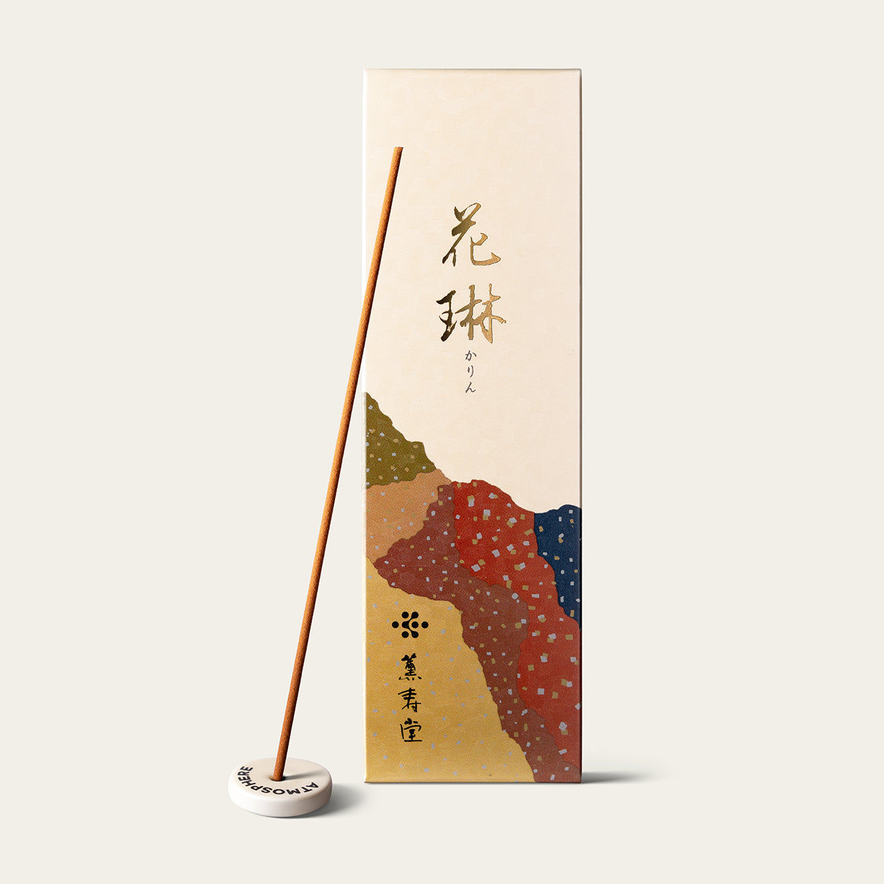 Kunjudo Karin Japanese incense sticks (80 sticks) with Atmosphere ceramic incense holder