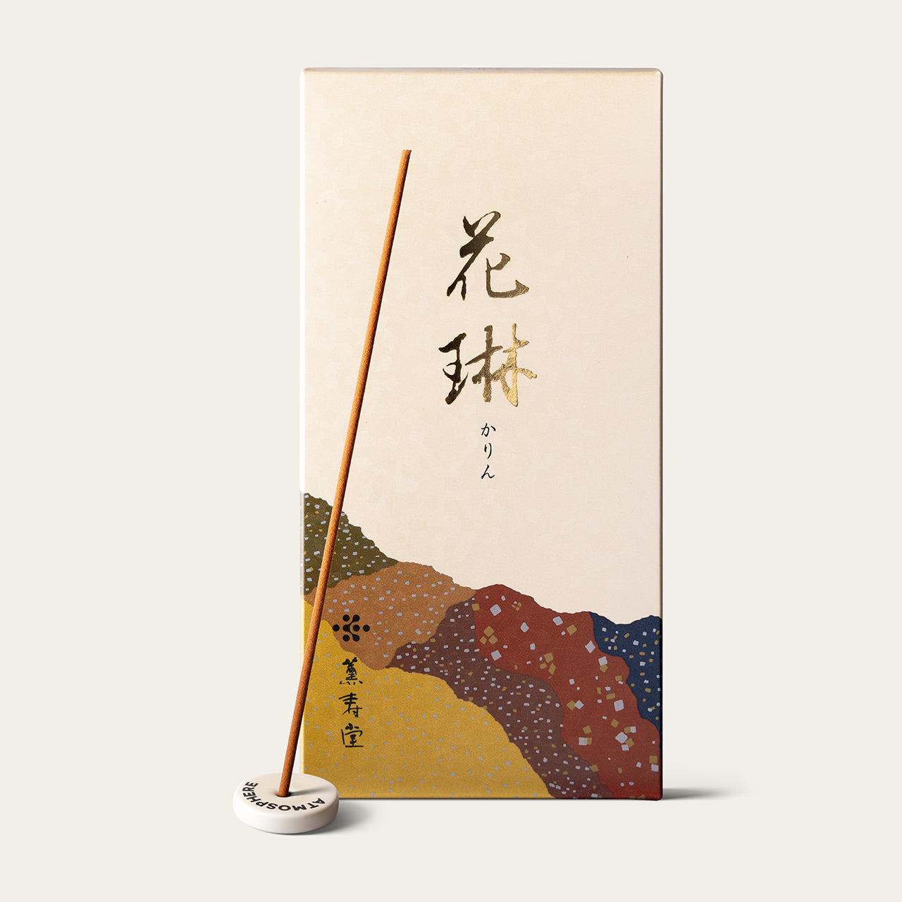Kunjudo Karin Japanese incense sticks (220 sticks) with Atmosphere ceramic incense holder