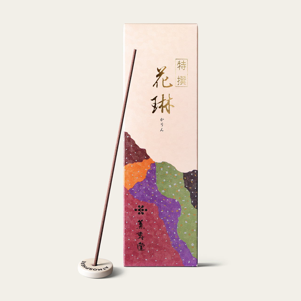 Kunjudo Karin Special Karin Tokusen Japanese incense sticks (80 sticks) with Atmosphere ceramic incense holder