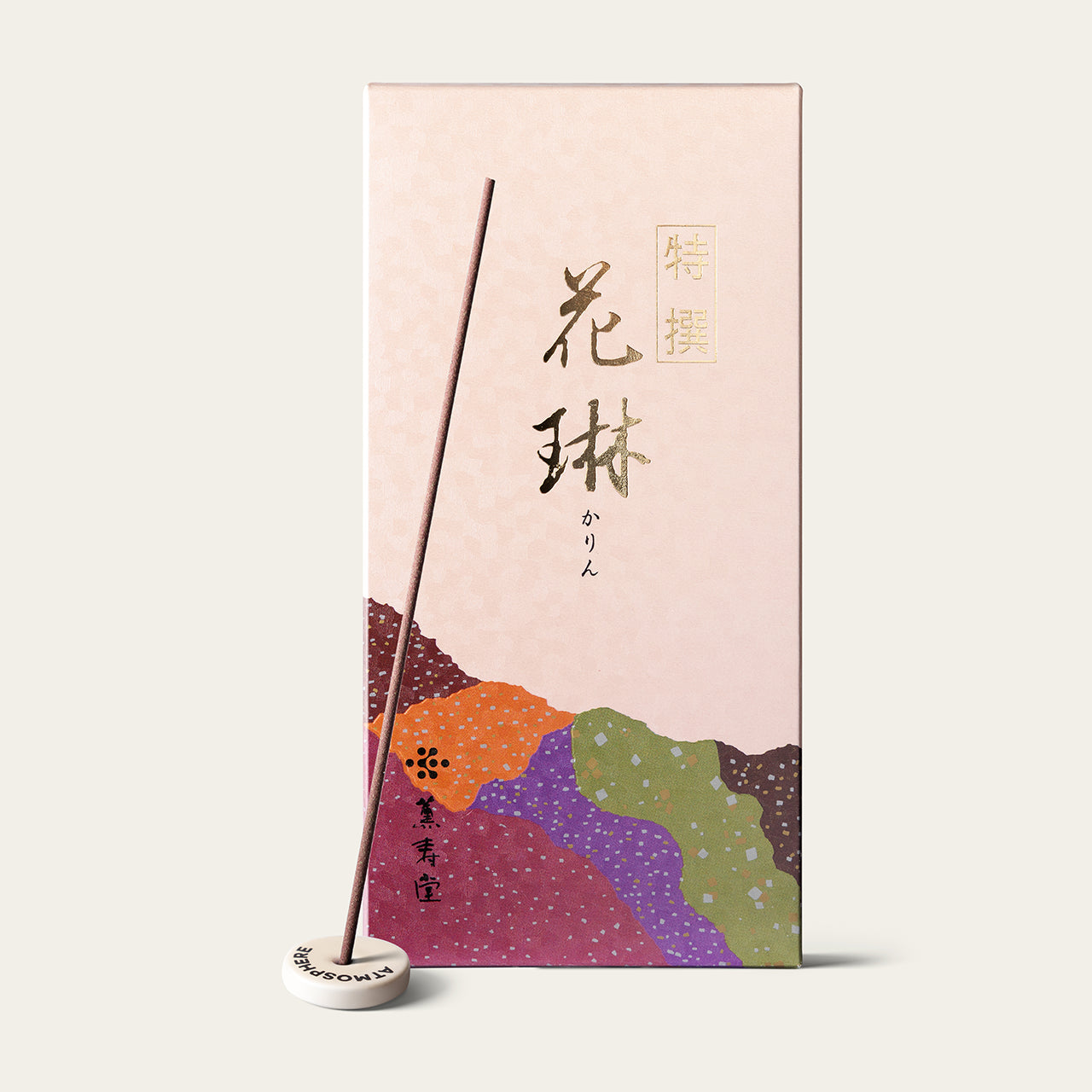Kunjudo Karin Special Karin Tokusen Japanese incense sticks (220 sticks) with Atmosphere ceramic incense holder