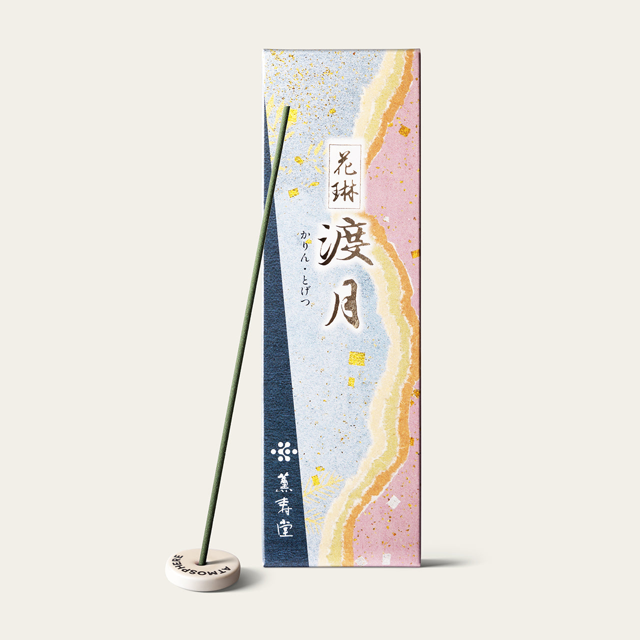 Kunjudo Moonlit Trail Karin Togetsu Japanese incense sticks (80 sticks) with Atmosphere ceramic incense holder
