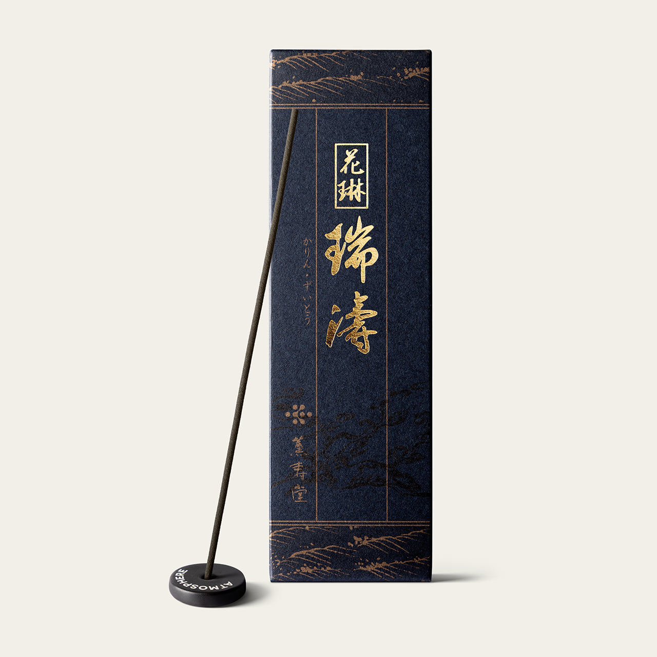 Kunjudo Golden Wave Karin Zuito Japanese incense sticks (80 sticks) with Atmosphere ceramic incense holder