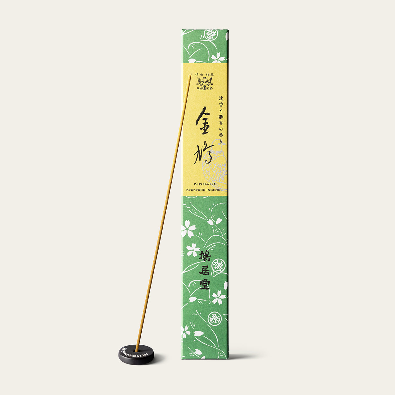 Kyukyodo Golden Pigeon Kinbato 17cm Japanese incense sticks (60 sticks) with Atmosphere ceramic incense holder