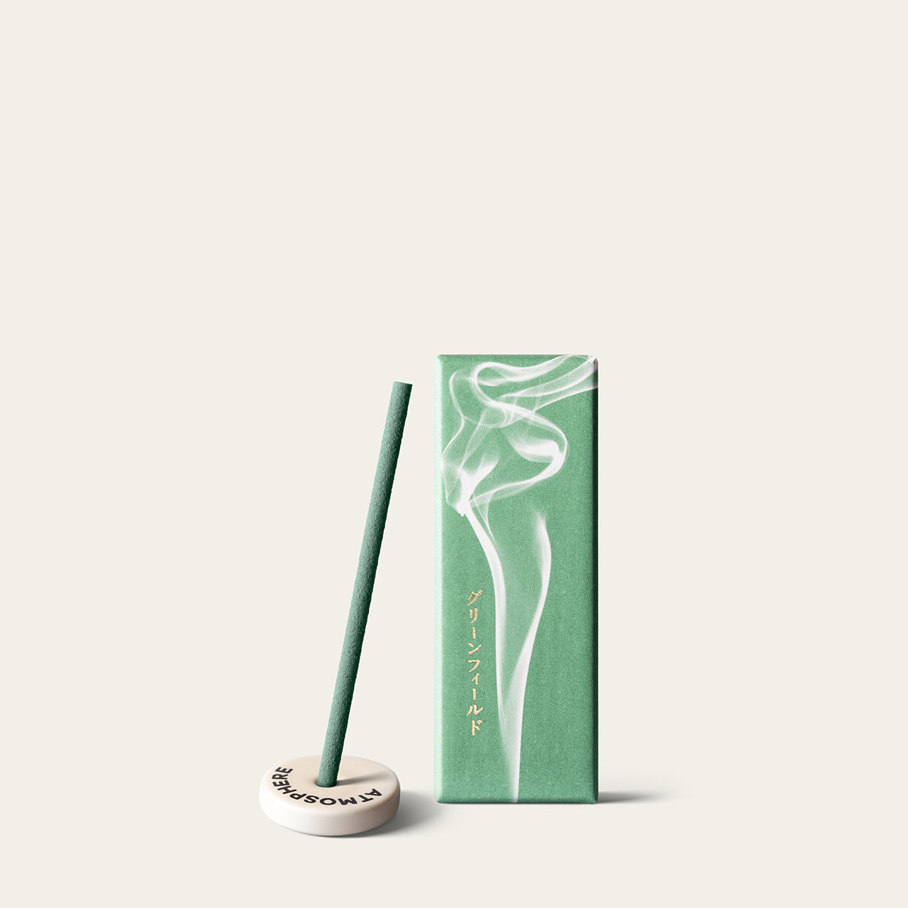 Kyukyodo Fragrance Mini Green Field Japanese incense sticks (20 sticks) with Atmosphere ceramic incense holder