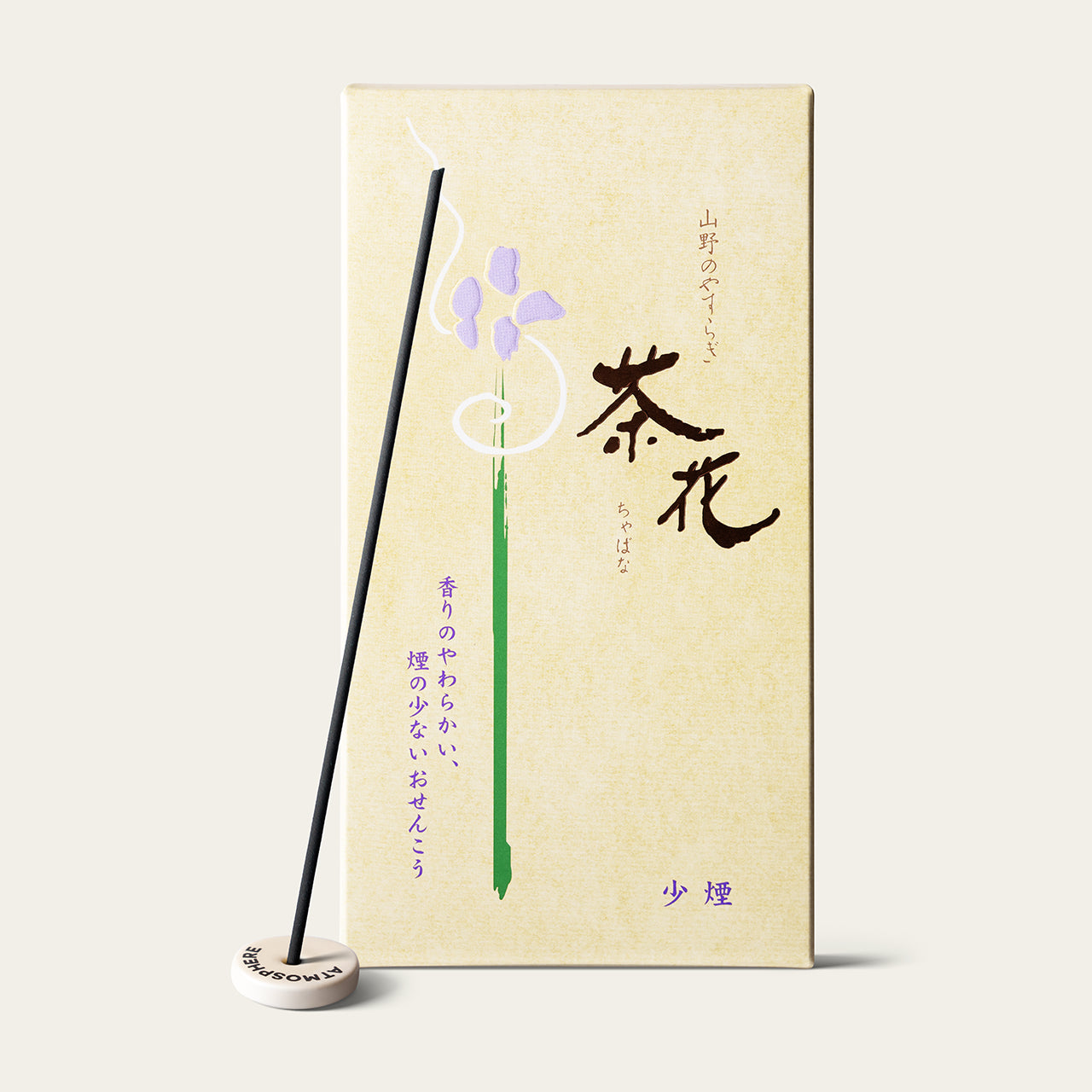 Shorindo Tea Flower Chabana Low Smoke Japanese incense sticks (150 sticks) with Atmosphere ceramic incense holder
