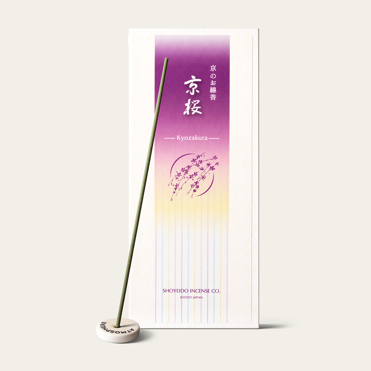 Shoyeido Daily Kyoto Cherry Blossoms Kyozakura Japanese incense sticks (175 sticks) with Atmosphere ceramic incense holder