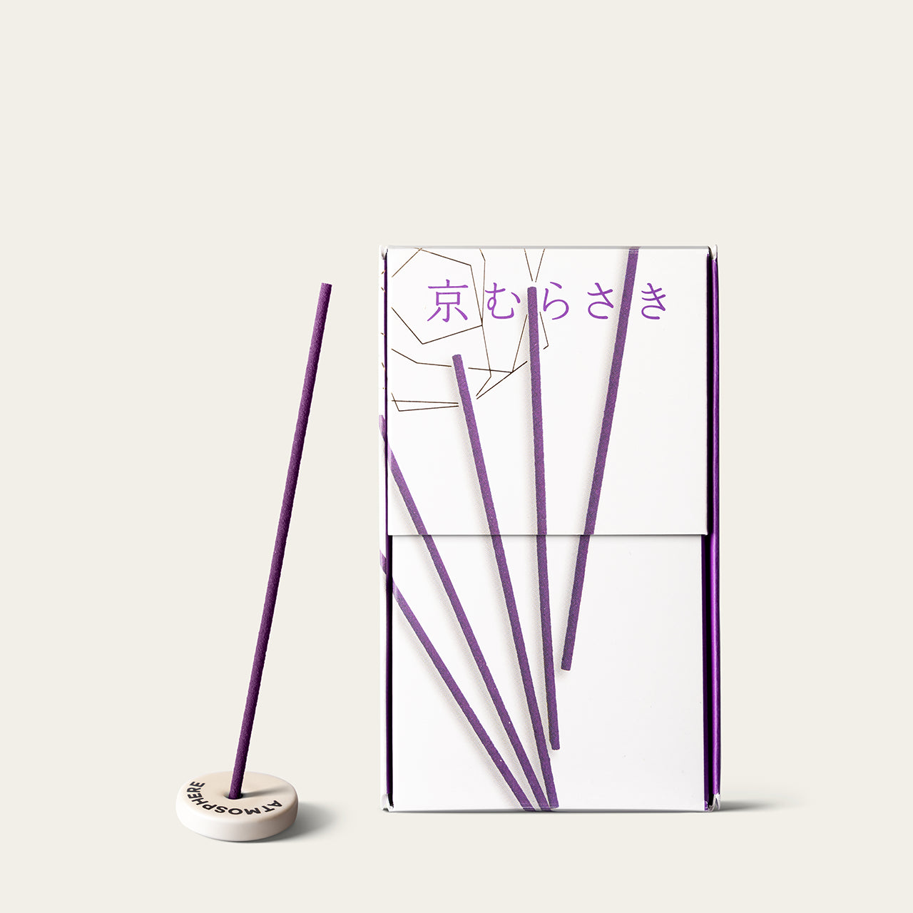 Shoyeido Tamayura Kyoto Purple Kyo-murasaki Japanese incense sticks (200 sticks) with Atmosphere ceramic incense holder