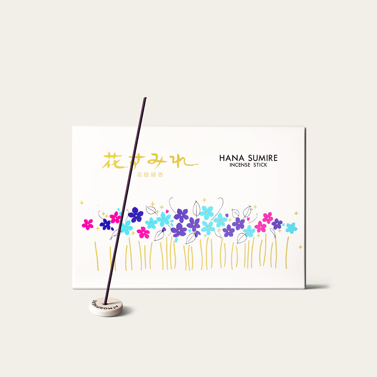 Gyokushodo Hana Sumire Violet Japanese incense sticks (500 sticks) with Atmosphere ceramic incense holder