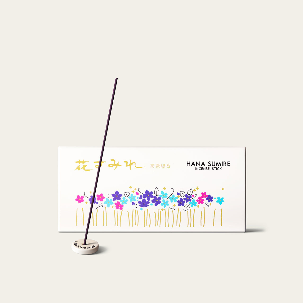 Gyokushodo Hana Sumire Violet Japanese incense sticks (280 sticks) with Atmosphere ceramic incense holder