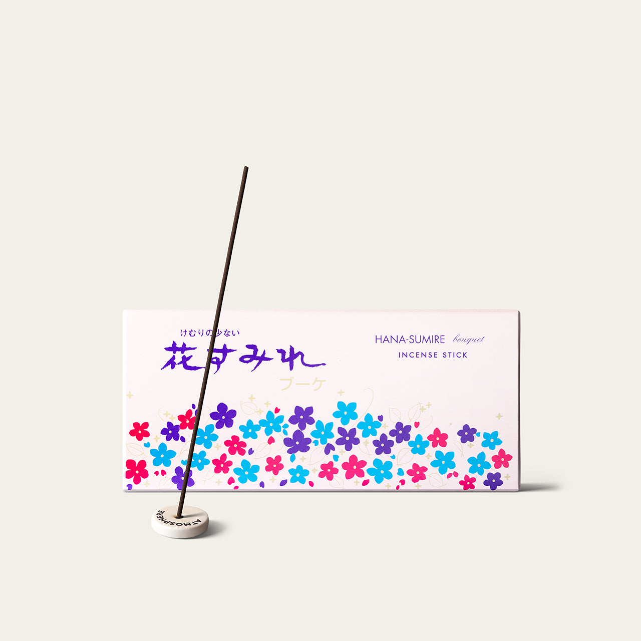 Gyokushodo Hana Sumire Bouquet Violet Low Smoke Japanese incense sticks (280 sticks) with Atmosphere ceramic incense holder