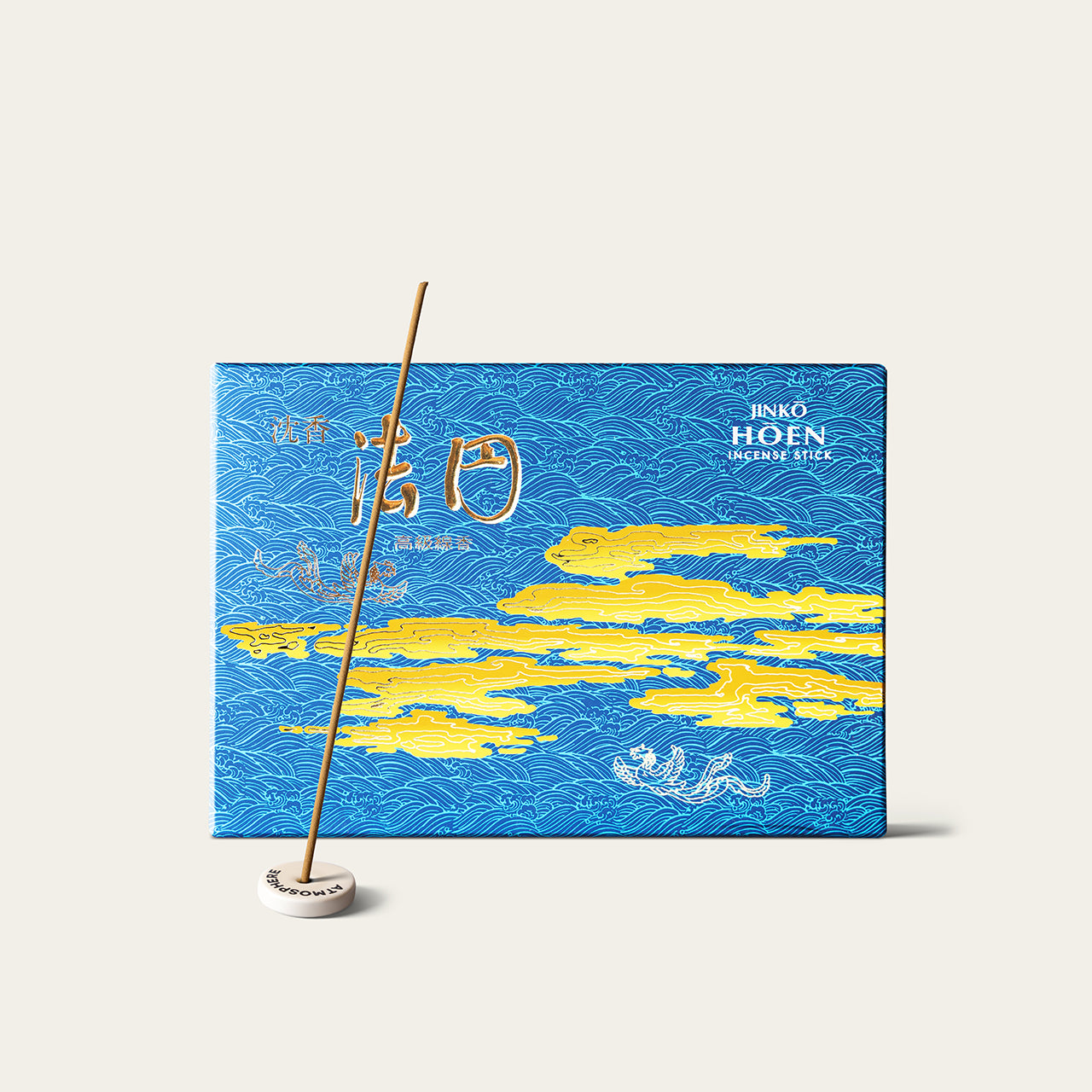 Gyokushodo Jinko Hoen Agarwood Cycle Japanese incense sticks (500 sticks) with Atmosphere ceramic incense holder