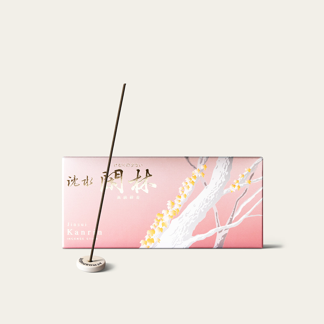 Gyokushodo Jinsui Kanrin Still Woods Japanese incense sticks (280 sticks) with Atmosphere ceramic incense holder