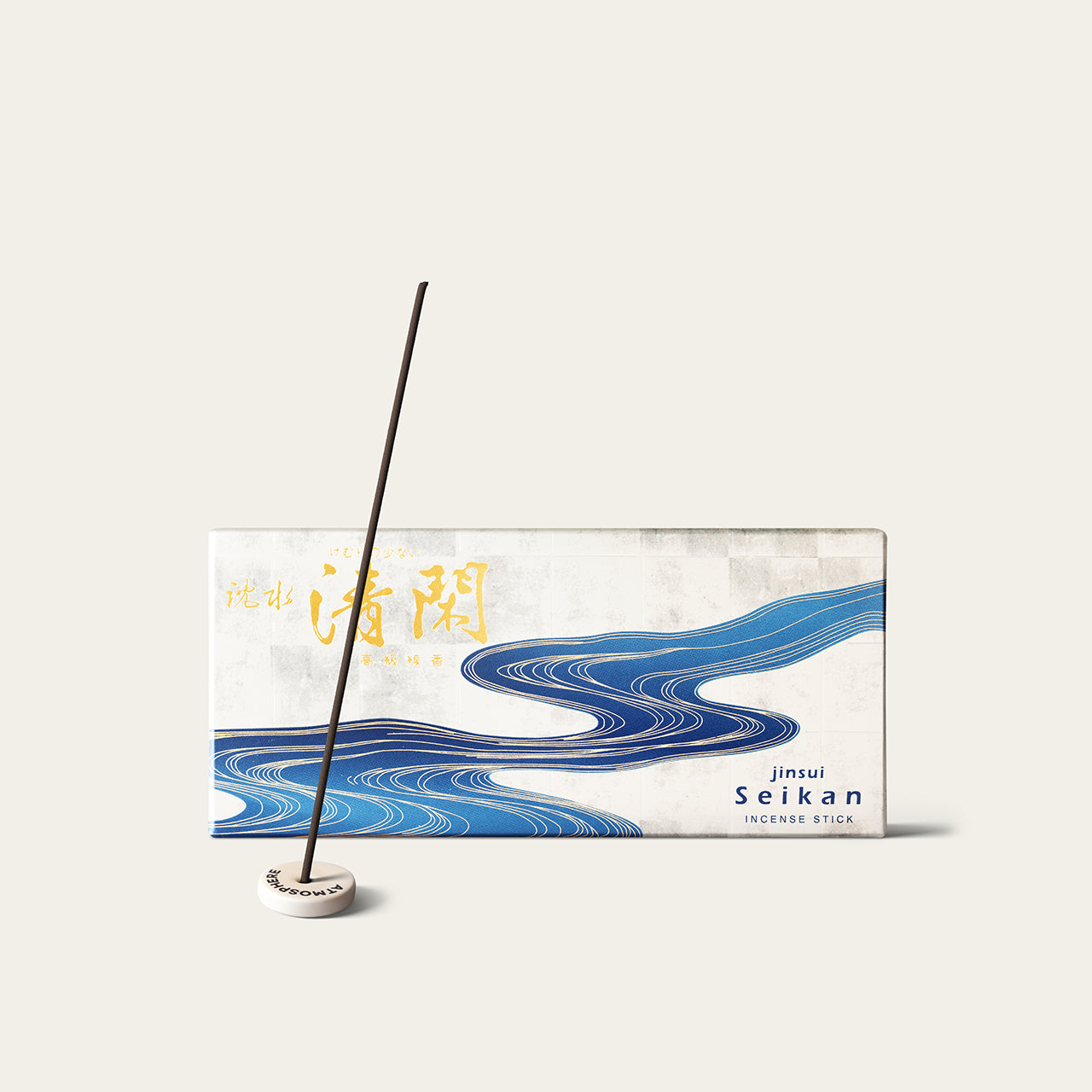 Gyokushodo Jinsui Seikan Quiet Stream Japanese incense sticks (280 sticks) with Atmosphere ceramic incense holder