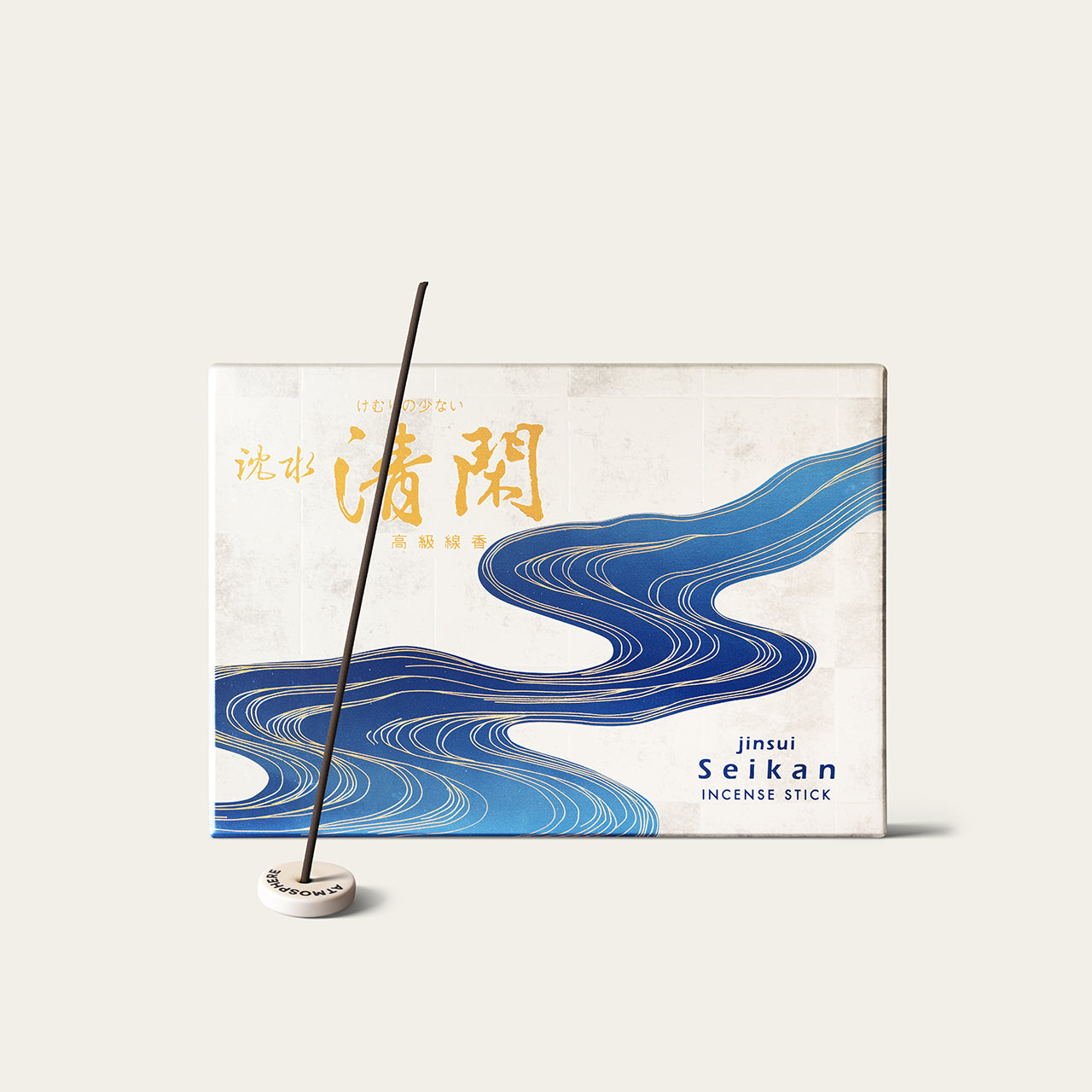 Gyokushodo Jinsui Seikan Quiet Stream Japanese incense sticks (500 sticks) with Atmosphere ceramic incense holder