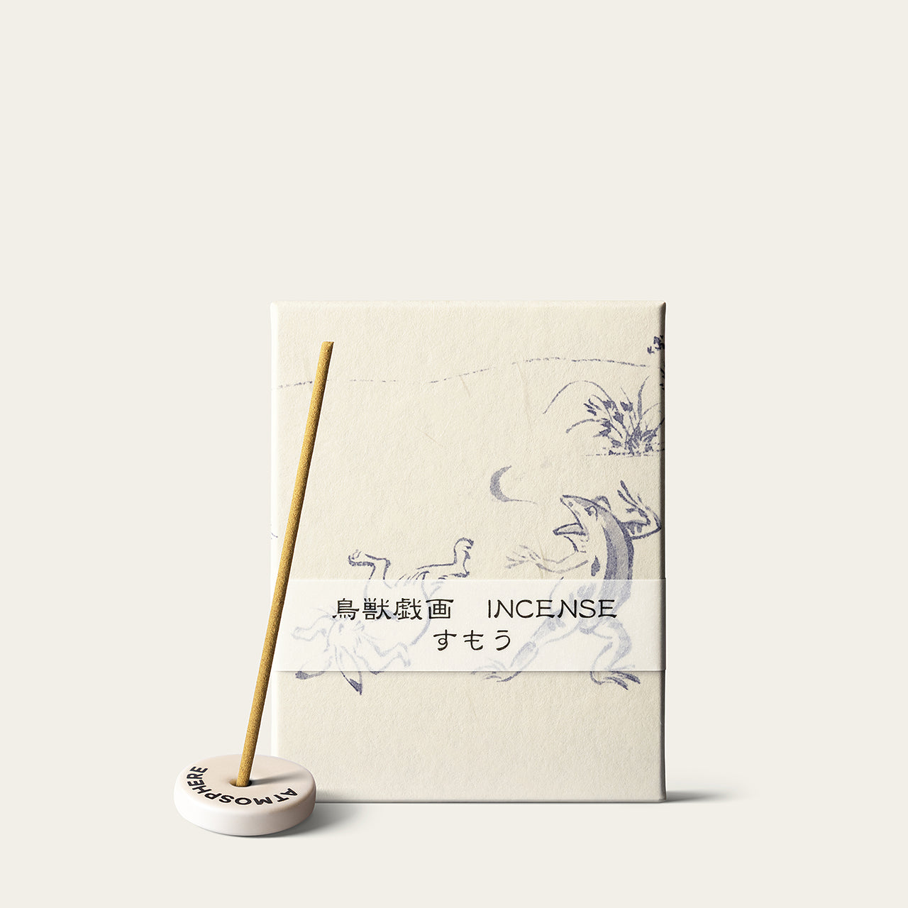 Atmosphere Kousaido Choju Giga Wrestling Sumo Incense Stick 90 sticks with Atmosphere Mini Incense Holder in Classic Ivory