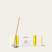 Kyukyodo Deep Snow Sandalwood Miyuki 10cm Japanese incense sticks (85 sticks) with Atmosphere ceramic incense holder