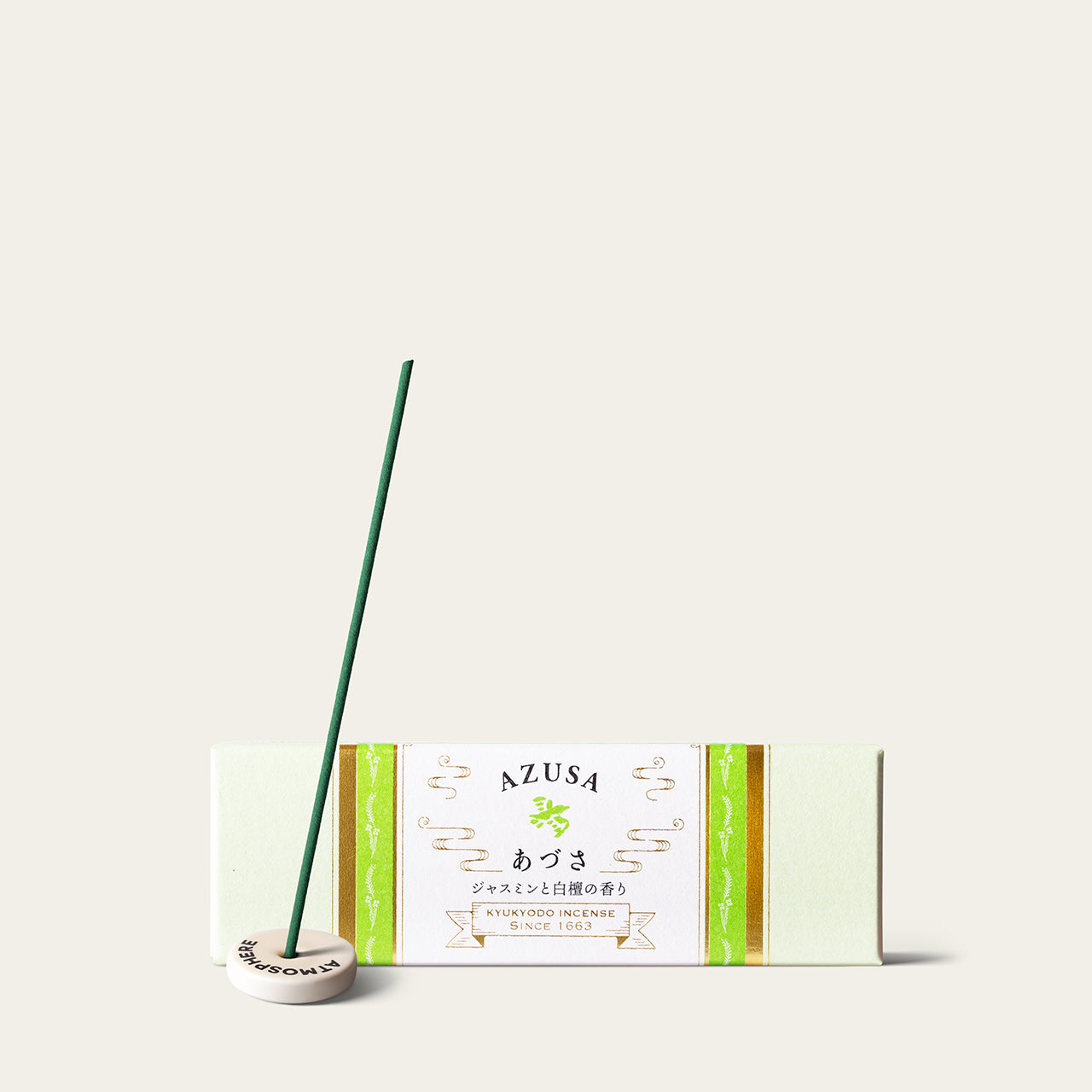 Kyukyodo Azusa 10cm Japanese incense sticks (85 sticks) with Atmosphere ceramic incense holder
