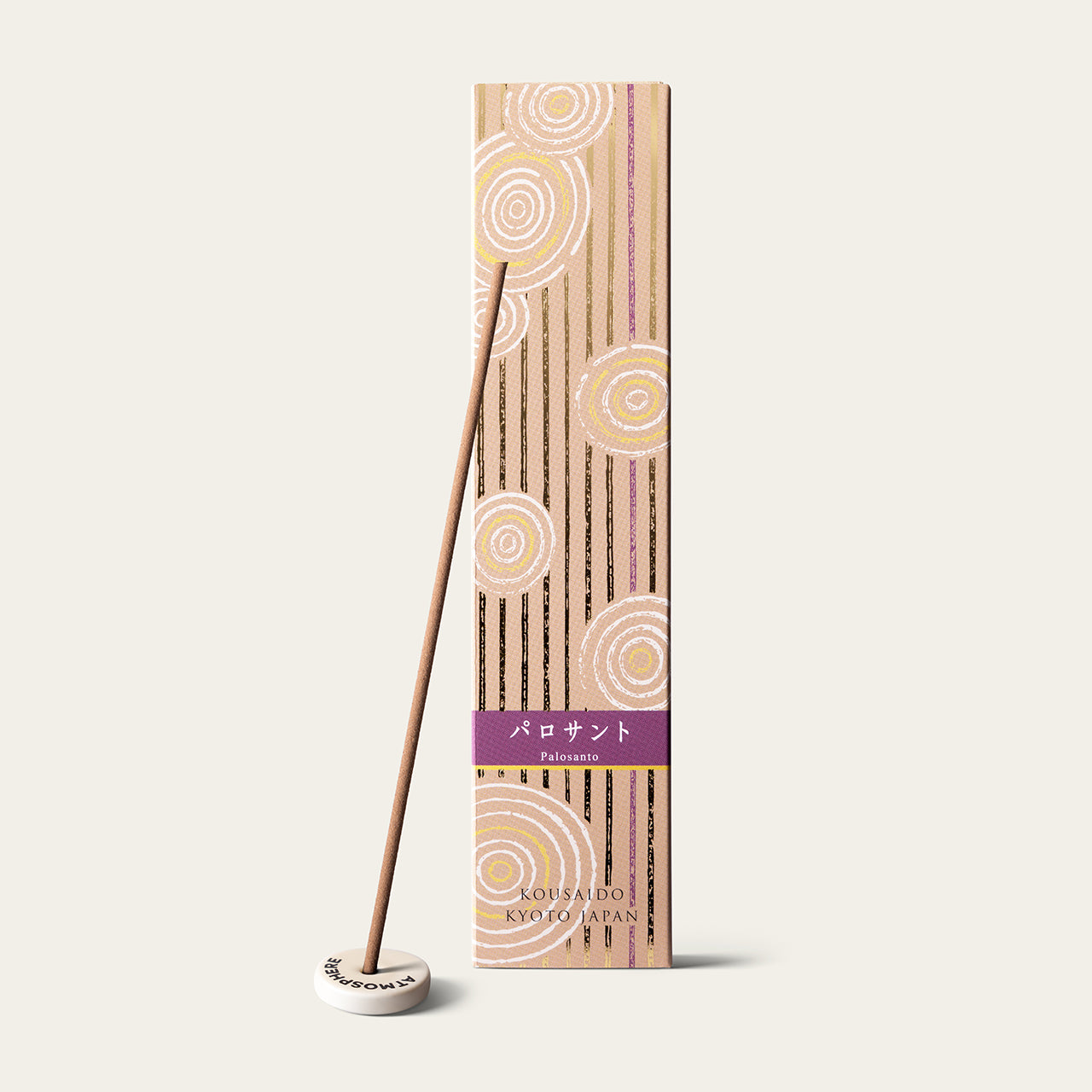 Kousaido Hyakuraku Gentle Cleansing Palo Santo Japanese incense sticks (40 sticks) with Atmosphere ceramic incense holder