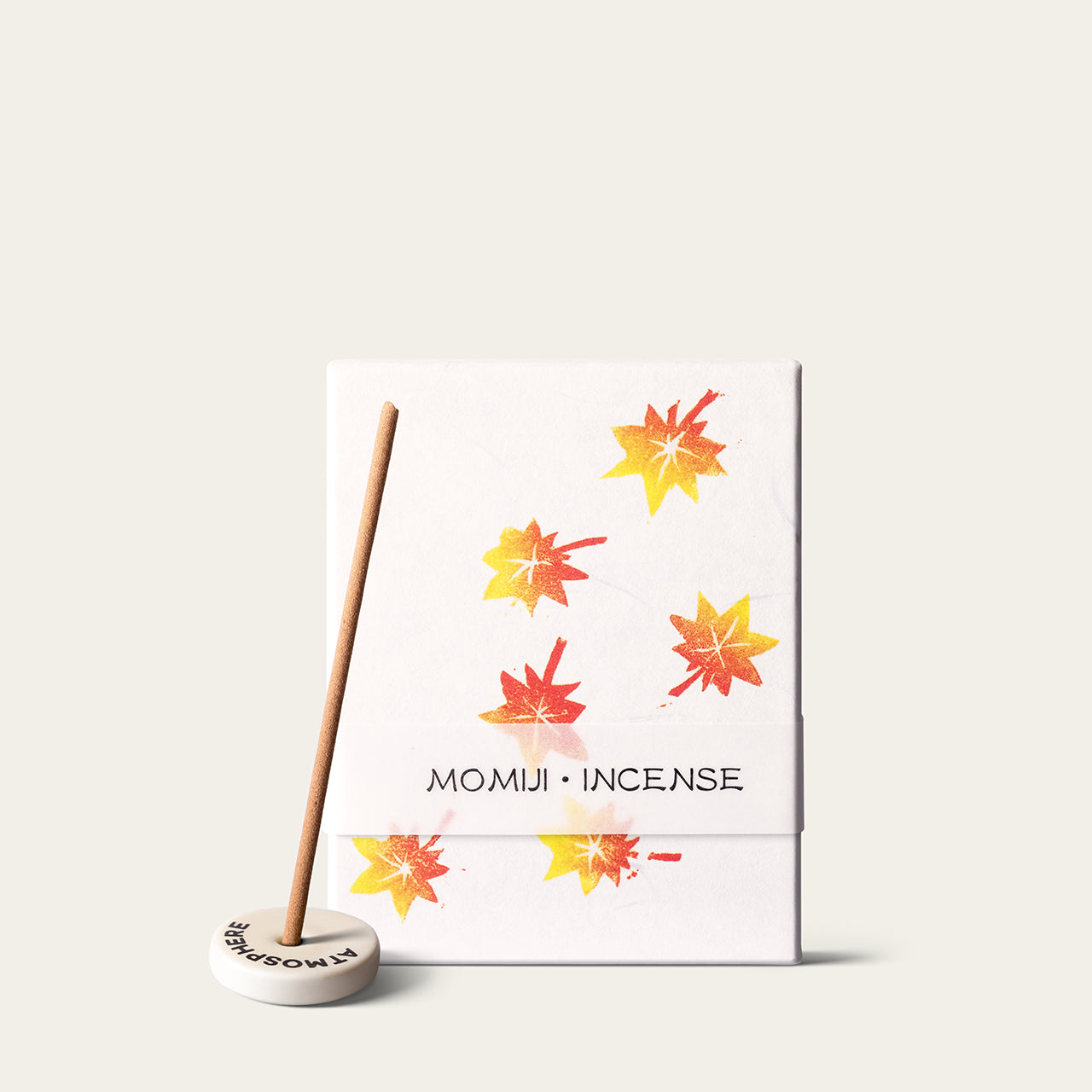 Kousaido Japanese Maple Hanga Momiji Japanese incense sticks (90 sticks) with Atmosphere ceramic incense holder