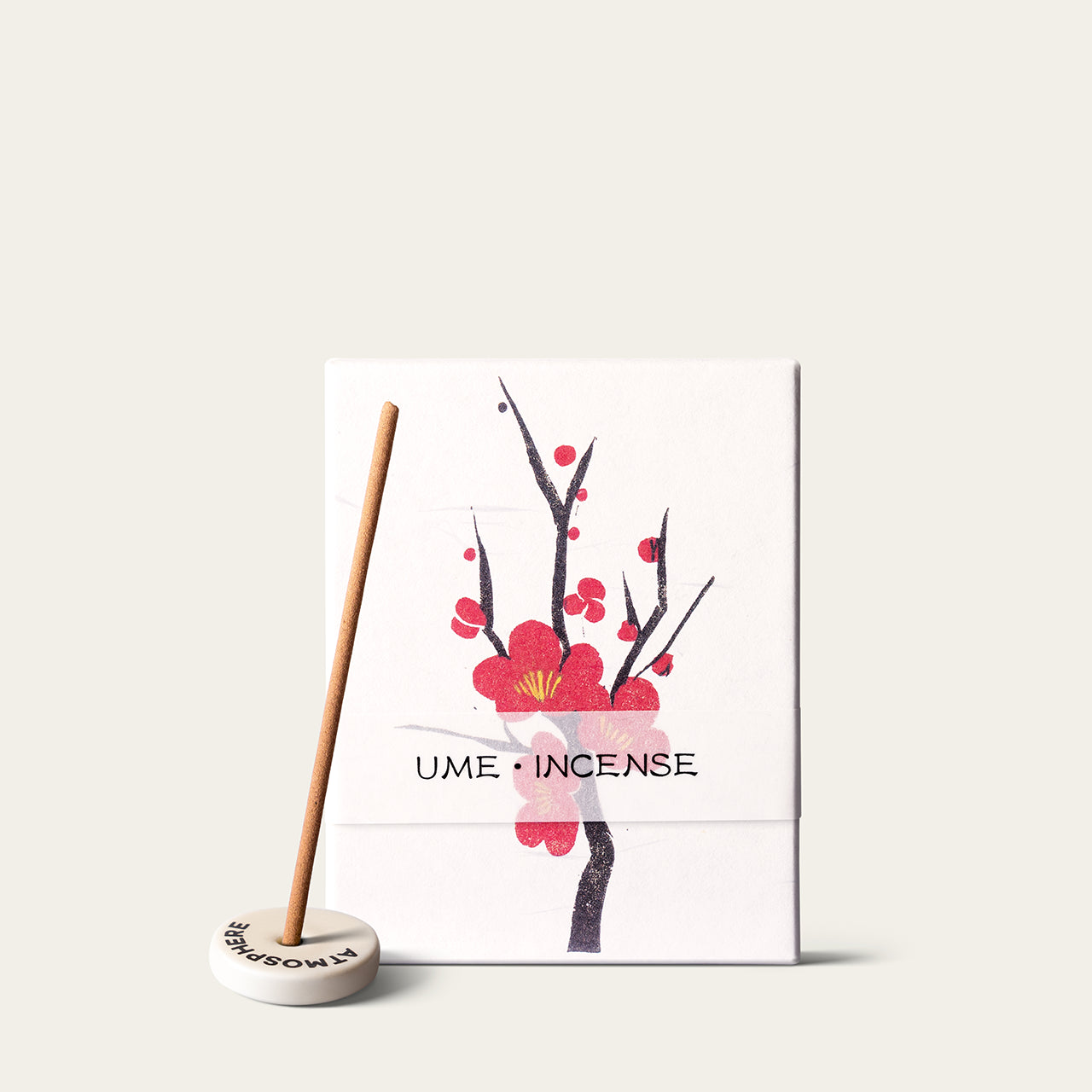 Kousaido Japanese Plum Hanga Ume Japanese incense sticks (90 sticks) with Atmosphere ceramic incense holder