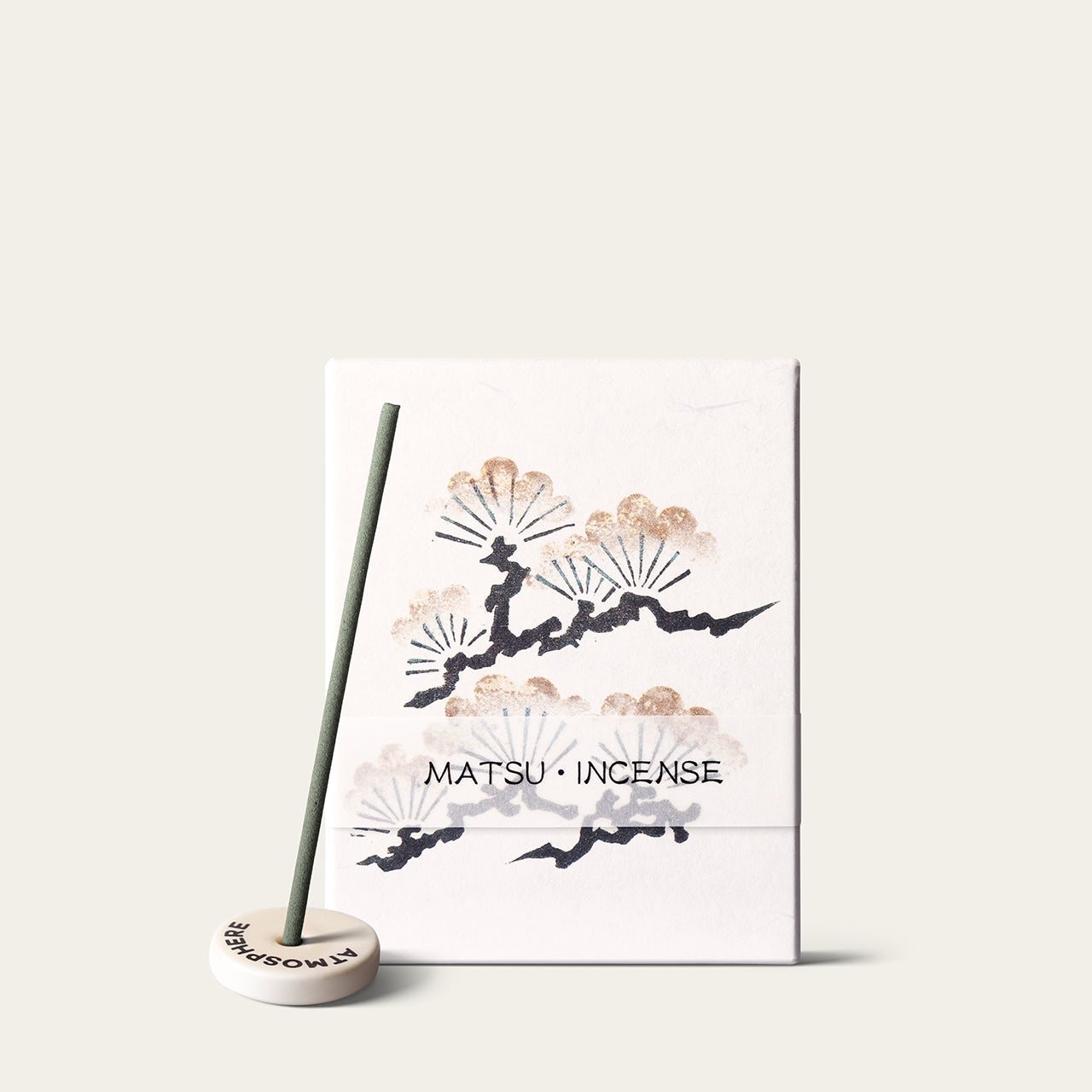 Kousaido Pine Hanga Matsu Japanese incense sticks (90 sticks) with Atmosphere ceramic incense holder