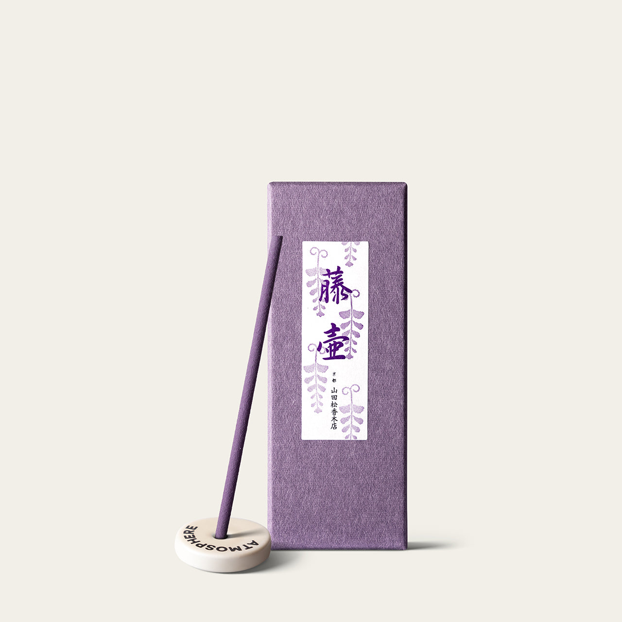 Yamadamatsu Rakuen Wisteria Vase Fujitsubo Japanese incense sticks (20 sticks) with Atmosphere ceramic incense holder