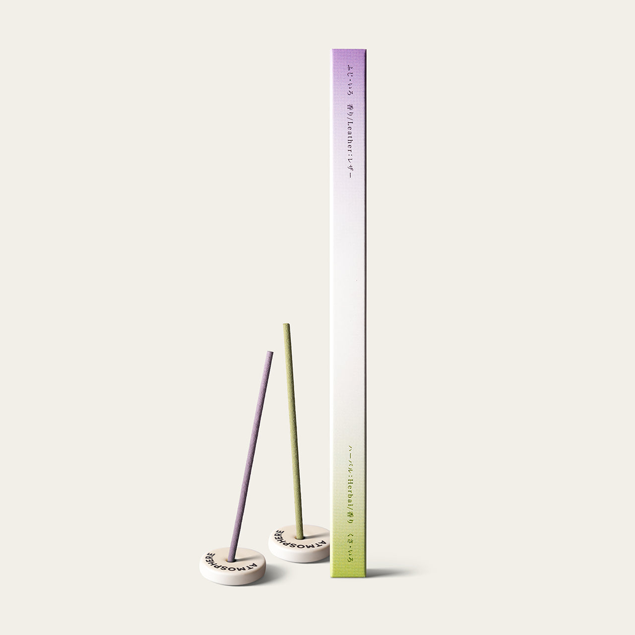 Yamadamatsu Uturoiiro Colour 2 Leather and Herbal Japanese incense sticks (30 sticks) with Atmosphere ceramic incense holder