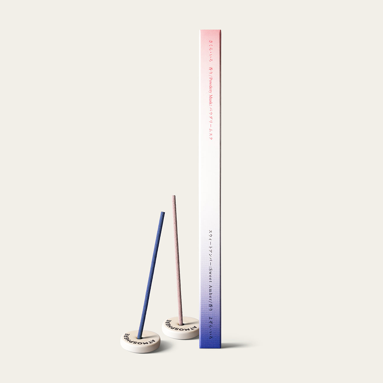 Yamadamatsu Uturoiiro Colour 6 Powdery Musk and Sweet Amber Japanese incense sticks (30 sticks) with Atmosphere ceramic incense holder
